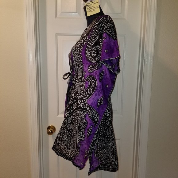 SYMMER Coverup NWOT Ornate Black White Purple Polyester Cover - Picture 7 of 10